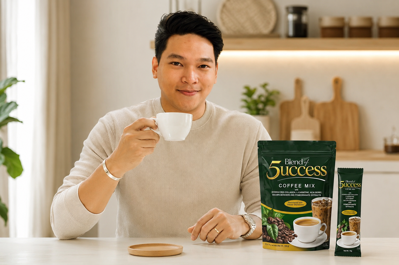 Blend of 5UCCESS coffee mix introduced to a first-time coffee buyer